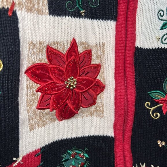 VINTAGE Women's Heirloom Collectibles Christmas Collection 2004 Zip Up Sweater - Picture 4 of 16